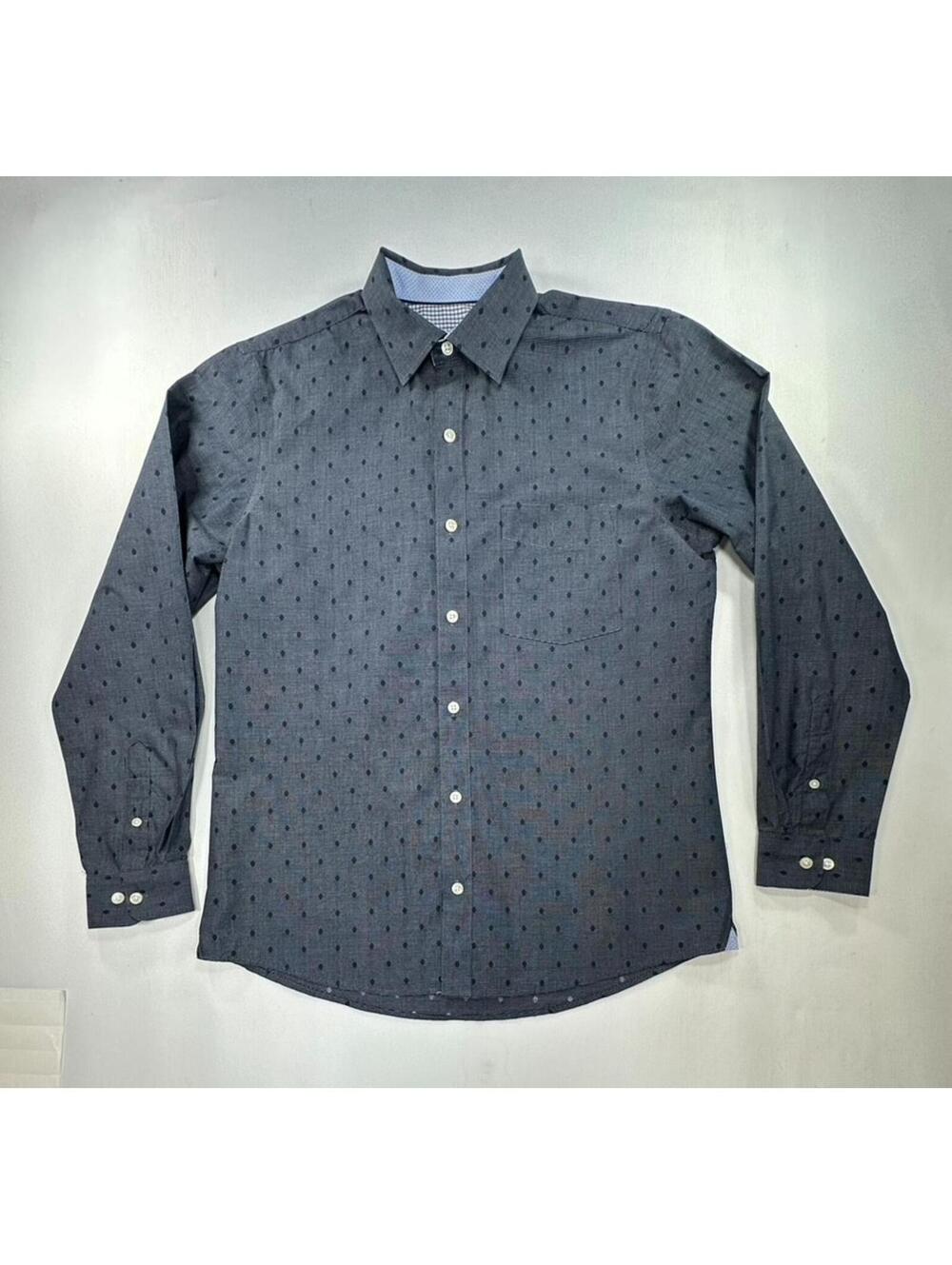 Van Heusen Originals Slim Fit Polka Dot Button-Up Gray Men M
